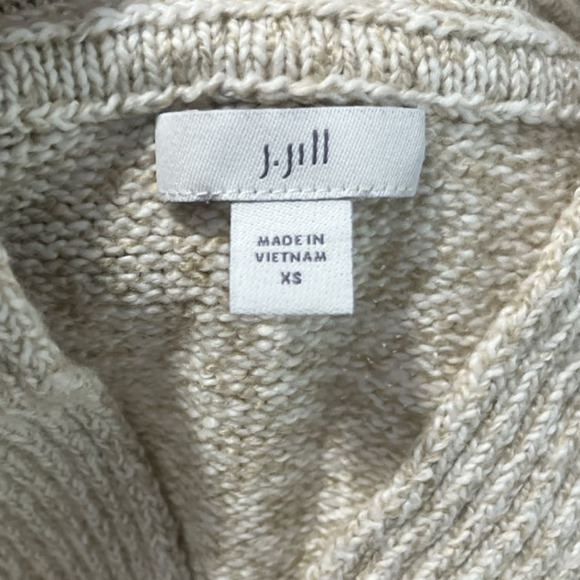 J. Jill Sweater, Pullover with Split Neck, Cotton Blend, Cream Knit, Size XS - Picture 3 of 5